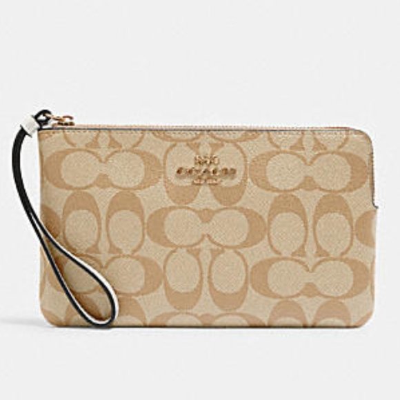 Coach Handbags - New LARGE Corner Wristlet Signature Logo Canvas